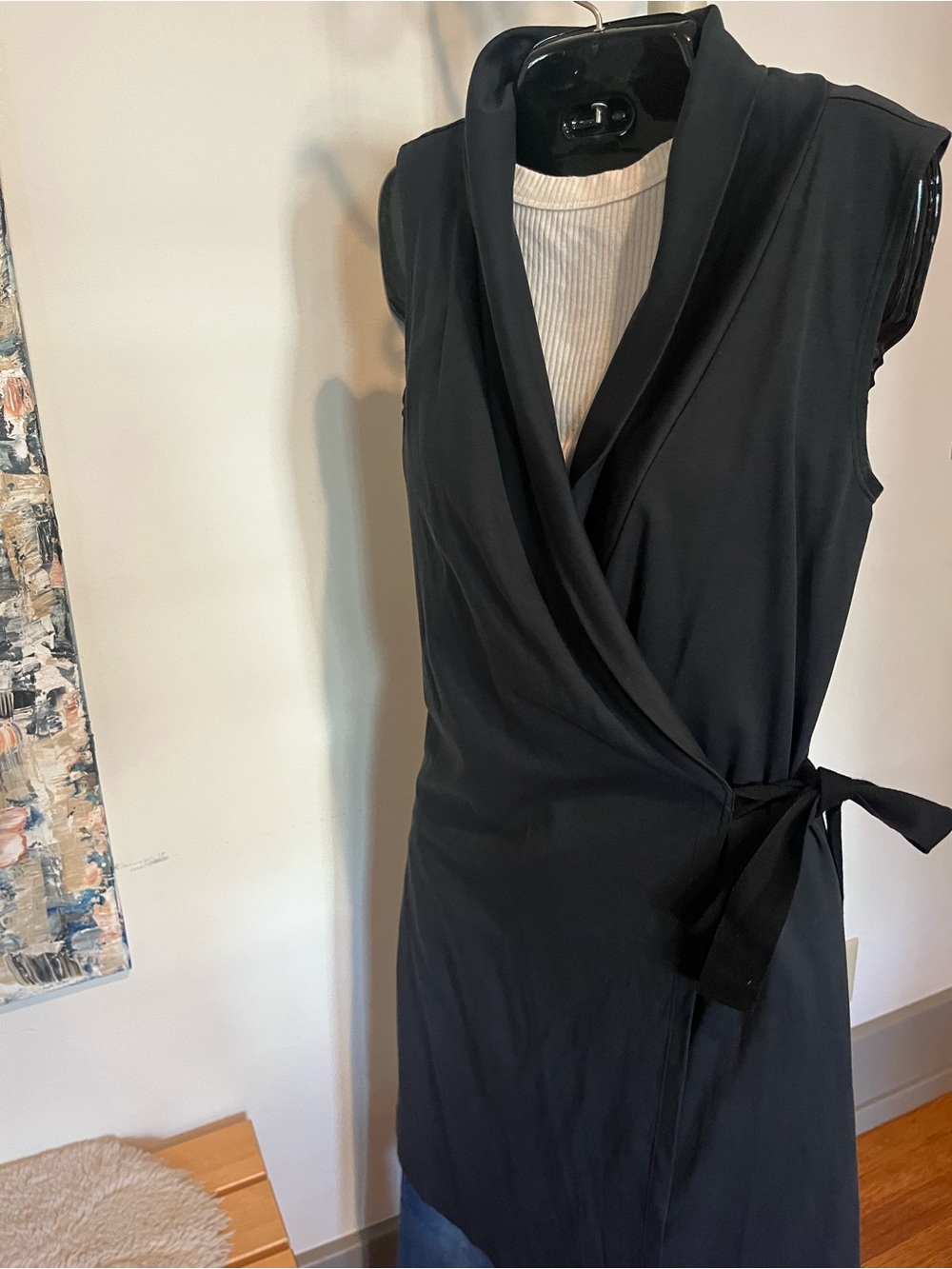 Skin Pima Cotton Black Sleeveless Wrap Dress/Tunic